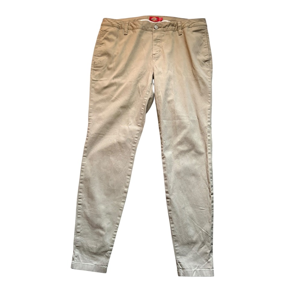 Dickies Girl Khaki Stretch Twill‎ Pants Women's Size 14 Straight Leg Beige Chino